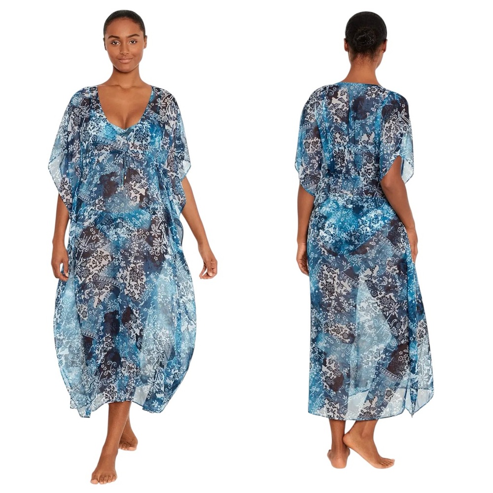 Lauren Ralph Lauren Flutter-Sleeve Midi Caftan Size Medium